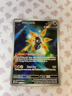 Pokemon TCG Iron Moth Paradox Rift Holo Card 187/182 Illustration Rare - Image 1
