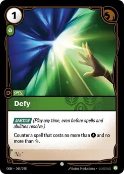 Riftbound Origins Defy Foil Spell Card OGN 045/298 Reaction Counterspell NM - Image 1