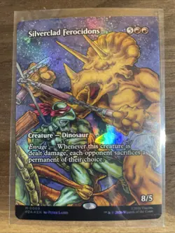MTG Teenage Mutant Ninja Turtles Silverclad Ferocidons Borderless Foil M 0009 - Image 1