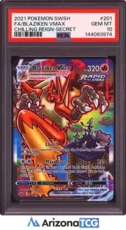 Pokemon 2021 Blaziken VMAX 201/198 Alt Art SR Chilling Reign GEM MINT PSA 10 - Image 1