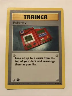 Pokedex 87/102 1st Edition Shadowless Lightly Played Base Set Pokemon Card WOTC - Image 1