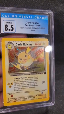 FART SWIRL SEE VIDEO Pokemon Team Rocket Dark Raichu Holo #83 CGC 8.5 - Image 2