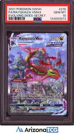 Pokemon 2021 Rayquaza VMAX 218/203 Secret Rare Evolving Skies GEM MINT PSA 10 - Image 1