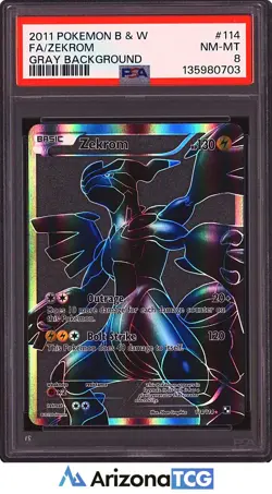 Pokemon 2011 Zekrom 114/114 Gray Background Full Art Black & White PSA 8 - Image 1
