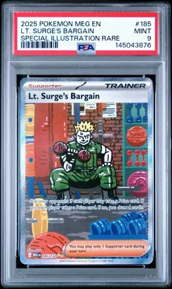 Pokemon TCG Lt. Surge's Bargain PSA 9 - Image 1