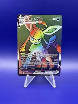 Glaceon Vmax 208/203 Evolving Skies Rainbow Secret Rare Full Art Pokemon TCG NM - Image 1