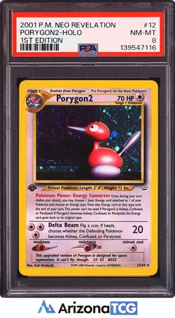 Pokemon 2001 Porygon 2 12/64 Holo 1st Edition Neo Revelation PSA 8 - Image 1