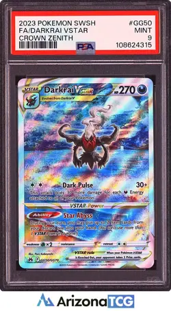 Pokemon 2023 Darkrai VSTAR GG50/GG70 Full Art Crown Zenith PSA 9 - Image 1