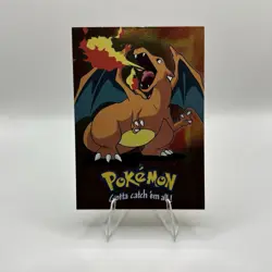 Pokemon Topps Charizard E6 of 12 Movie Edition Holo Foil Black Logo - MP -O2 - Image 1