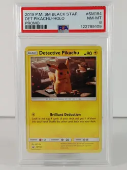 Detective Pikachu - Cosmo Holo - SM Black Star Promo - Pokemon #SM194 - PSA 8 - Image 1