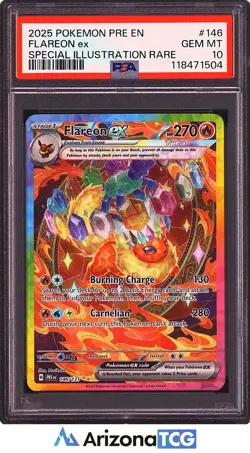 Pokemon 2025 Flareon ex 146/131 SIR Prismatic Evolutions GEM MINT PSA 10 - Image 1