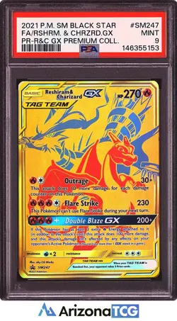 Pokemon 2021 Reshiram & Charizard GX SM247 SM Premium Collection Promo PSA 9 - Image 1