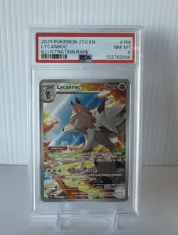 2025 POKEMON JTG EN LYCANROC #166 PSA 8 NM-MT - Image 1