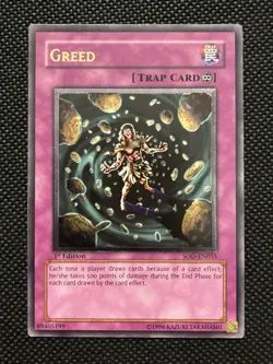 Greed SOD-EN055 Ultimate Rare 1st Edition Moderately Played English Yu-Gi-Oh! - Image 1