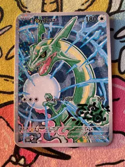 Pokemon Parody Cards by Tiredbutwoke Set 1 - Rayquaza Holographic Signed Card - Image 1