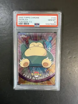 Pokemon Topps Chrome TV Snorlax #143 PSA 10 Gem Mint Holo Rare Card - Image 1