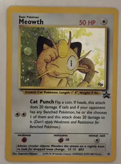 Pokemon TCG Meowth Black Star Promos Holo Card 10 Vintage WOTC - Image 1