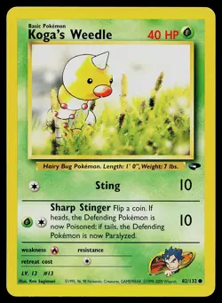 Pokemon Card Gym Challenge Koga's Weedle 82/132 Common - Image 1