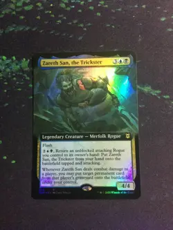 MTG, FOIL, Extended Art, Zareth San, the Trickster. Zendikar Rising Foil NM - Image 1