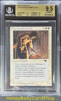 MTG Antiquities 1994 Argivian Blacksmith BGS 9.5Q+ (TRUE QUAD+) G.MINT Pop1 of 9 - Image 1
