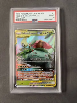 Pokemon 2019 Sun and Moon Celebi Venusaur GX PSA 9 1/181 Team Up Ultra Rare - Image 1