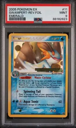 2005 POKEMON EX EMERALD #11 SWAMPERT-REVERSE FOIL PSA 9 - Image 1