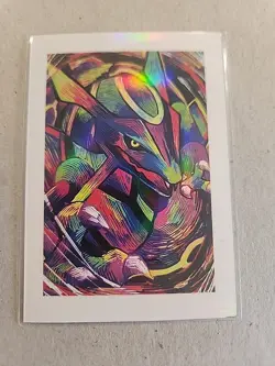Pokemon Polaroid Rayquaza Rainbow Foil Fan Art Card - Image 1