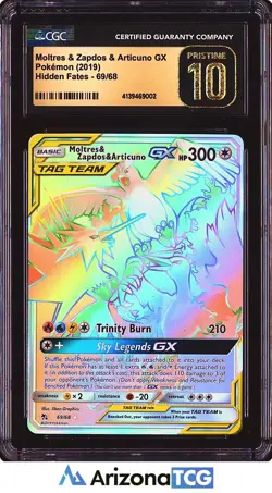 Pokemon 2019 Moltres Zapdos Articuno GX 69 Hidden Fates BLACK LABEL CGC 10 - Image 1