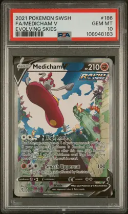 2021 MEDICHAM V POKEMON #186/203 EVOLVING SKIES ALT ART GEM MINT PSA 10 - Image 3