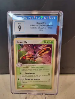 CGC 9 Beautifly 3/109 2003 Pokemon EX Ruby Sapphire Mint Holo Rare Spanish - Image 1