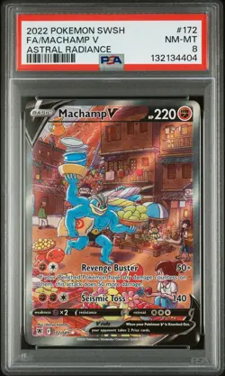 2022 POKEMON SWORD & SHIELD ASTRAL RADIANCE #172 FULL ART/MACHAMP V PSA 8 - Image 1