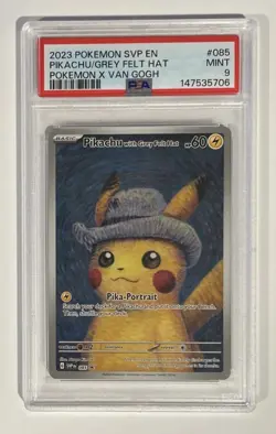 Pokemon Pikachu with Grey Felt Hat Van Gogh Full Art Promo SVP EN 085 PSA 9 Mint - Image 1