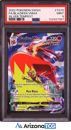 Pokemon 2022 Blaziken VMAX TG15/TG30 Full Art Silver Tempest PSA 9 - Image 1