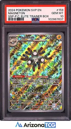 Pokemon 2024 Magneton 159 Pokemon Center Stamp Promo Surging Sparks PSA 10 - Image 1