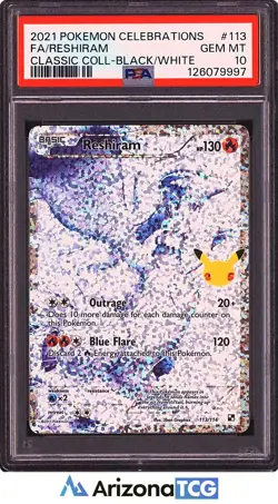Pokemon 2021 Reshiram 113/114 Classic Collection Celebrations GEM MINT PSA 10 - Image 1