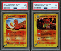Pokemon Reverse Holo Charmander #97 PSA 9 Mint + Charmeleon #73 PSA 7 Expedition - Image 1
