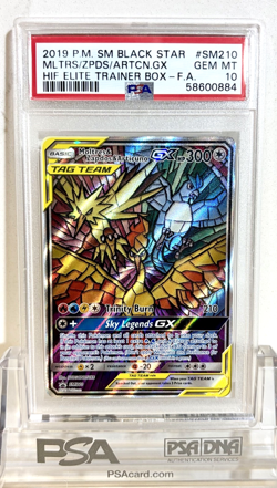 NEW Pokemon TCG Hidden Fates EBT Promo Moltres Zapdos & Articuno GX SM210 PSA 10 - Image 1