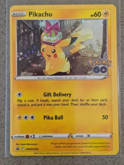 Pikachu SWSH234 Holo Promo Sword & Shield Promo Pokemon Holo NM Off center - Image 1