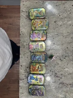 Prismatic Evolutions Empty Mini Tin Complete Set Of 8 Tin NO PACKS/ART CARD/COIN - Image 1