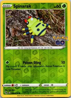 Spinarak 006/078 Pokemon TCG Pokemon GO Reverse Holo Common Card LP - Image 1
