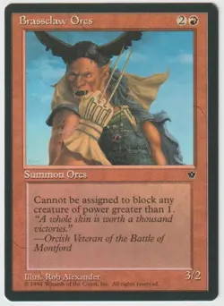 MAGIC THE GATHERING BRASSCLAW ORCS FALLEN EMPIRES EDITION PROOF CARD - Image 1