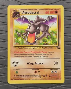 Pokemon Aerodactyl Fossil Card 16/62 Unlimited Rare Non Holo Pokemon Card - Image 3