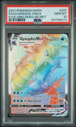 Gyarados VMAX PSA 10 English Pokemon Card 207 Evolving Skies 2021 Rainbow - Image 1