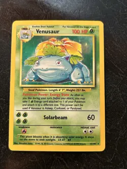 Pokemon TCG Venusaur Base Set Holo Unlimited Rare Card 15/102 MP Condition - Image 1