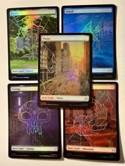 🌈 Full Art Basic Land Set - FOIL - Spider Web Lands - Spider-Man (SPM) - NM MTG - Image 1