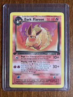 [LP+/NM] 2000 Pokemon Team Rocket Dark Flareon 1st Edition #35/82 Uncommon - Image 1