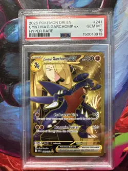 Cynthia's Garchomp ex PSA 10 English Pokemon Card 241 Hyper Rare Gold 2025 - Image 1
