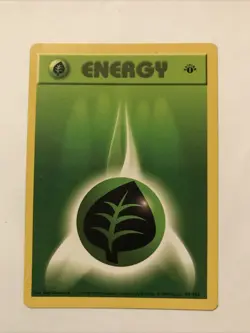 1st Edition Grass Energy Base Set 99/102 Pokemon TCG Shadowless - Image 1