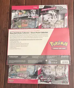 Pokemon Black Bolt & White Flare Binder Unova Poster Collection Bundle Lot Of 3 - Image 2