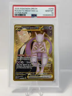 2025 Pokemon DRI-EN Destined Rivals Team Rocket's Mewtwo #240 Hyper Rare PSA 10 - Image 1